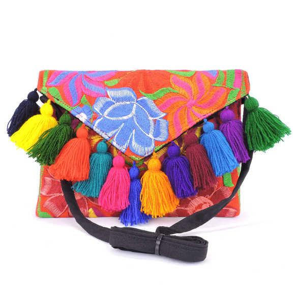 Handmade Boho Crossbody Purse Tassel Embroidered - Picture 3 of 3